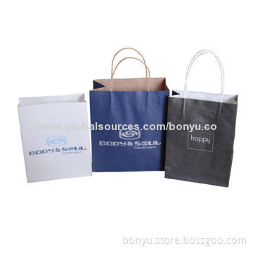 White Kraft bag, recycled paper and Eco-friendly material, suitable for shopping purpose